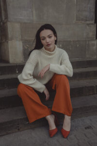 female model fashion photoshoot in Amsterdam Dam Square by Cristiana Sto Photography